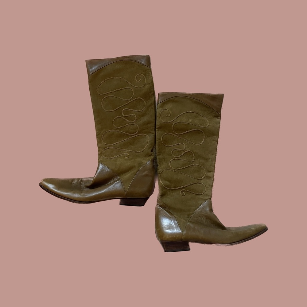 Vintage 100% Leather Italian Boots. Size 9.5 N